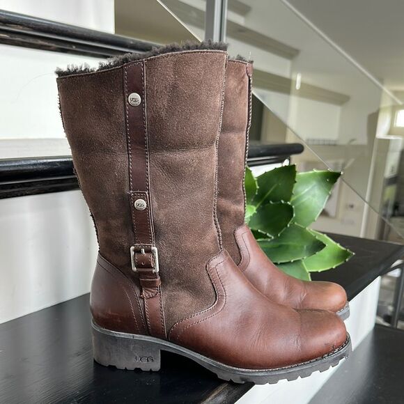 UGG Australia Women’s Adirondack Tall Leather & Suede Winter Boots like new - Picture 1 of 10